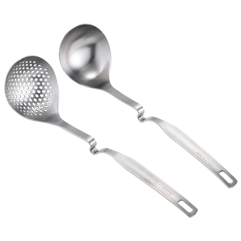 Maxcook 304 stainless steel hot pot spoon soup spoon leaky spoon two-piece set anti sliding handle thickened long handle integrated mccu861