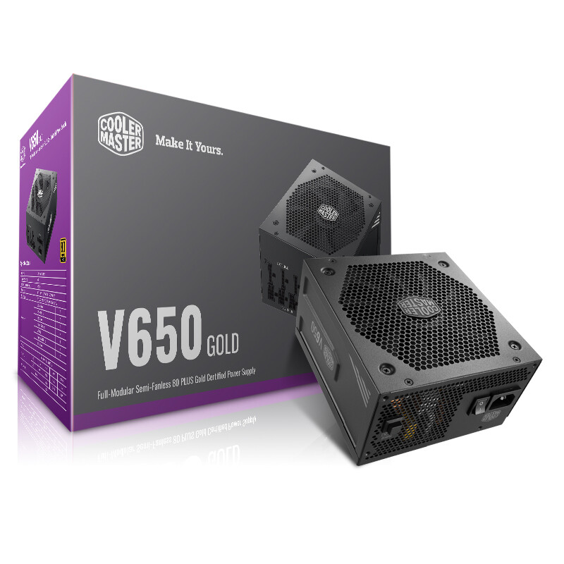 CoolerMaster rated 650W v650gold power supply (80 gold medal / full model / all day capacitor / reinforced graphics card cable / fan start and stop / ten-year warranty)