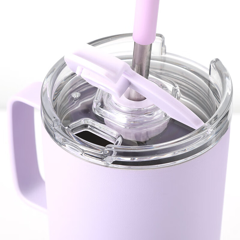 乐扣乐扣（locknlock）幻彩双饮冰霸杯宽大口径易清洁不锈钢内胆大容量高颜值办公室水杯 紫色 570ml LHC6796FU