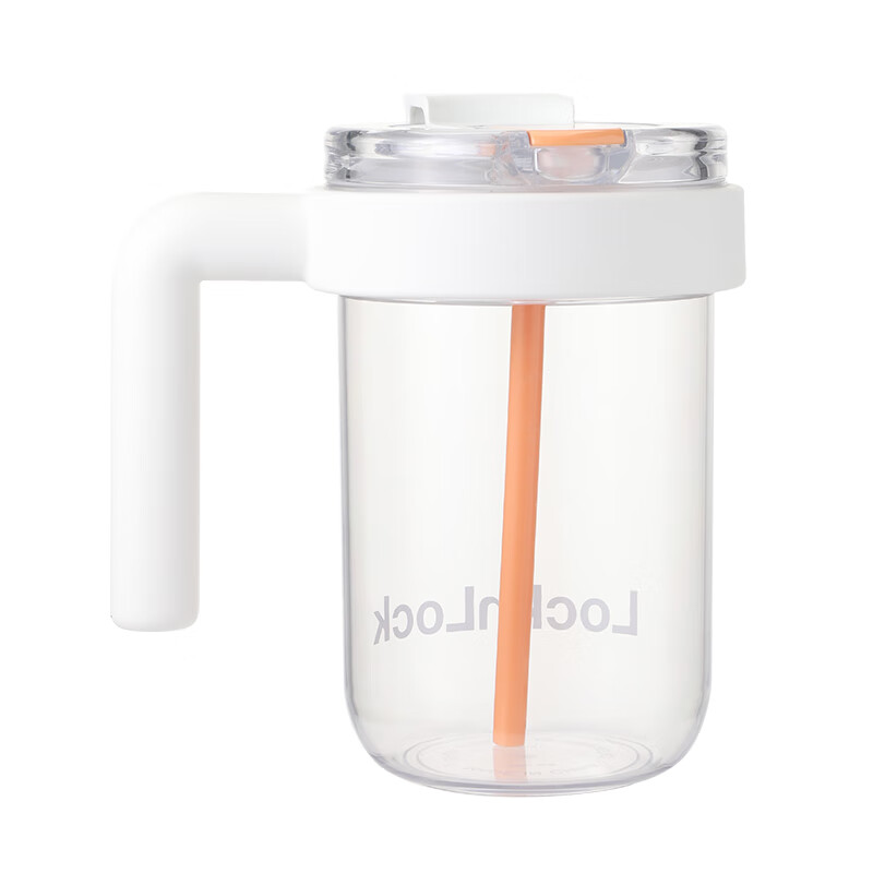 乐扣乐扣（locknlock）耐热耐冷吸管直饮双饮杯广口设计舒适把手1000ml大容量办公室水杯 HLC535WHTFU白色 1L 1个