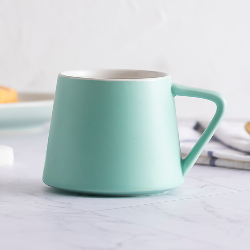 Jiabai ceramic water cup couple cup office coffee cup flower tea cup small volcano Cup - light green
