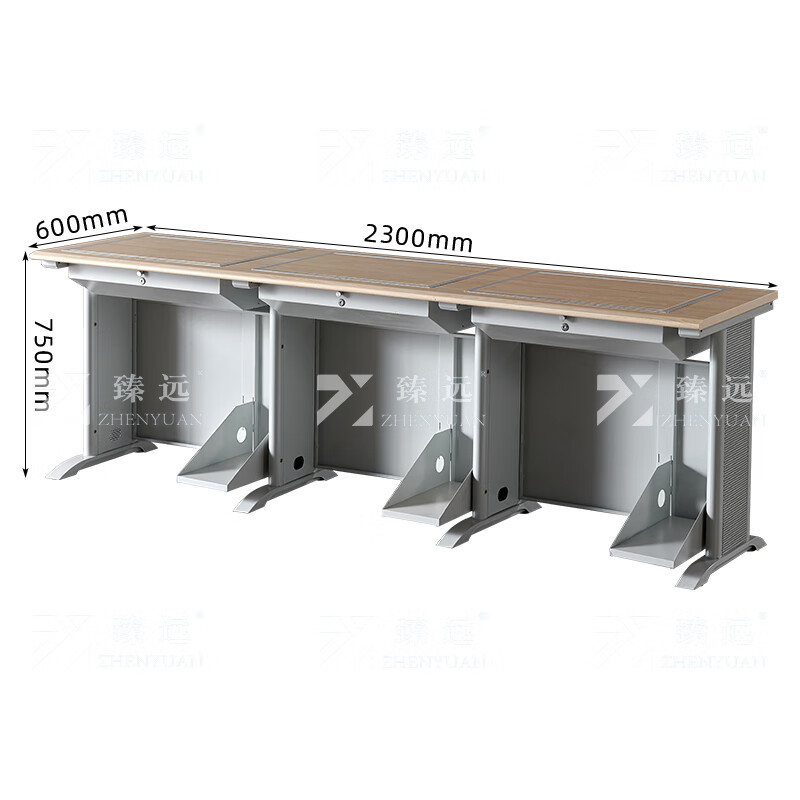 臻远ZY4012421隐藏式翻转电脑桌培训桌办公桌C款三人位