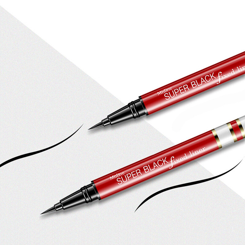 Mistine (Mi Siting) thick black eyeliner red tube 1g/ support (anti halo staining, lasting color, waterproof, non staining, no makeup, very thin dry).