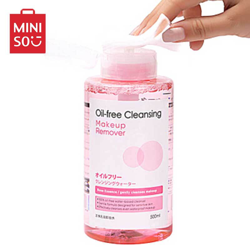 Mingchuangyou product (miniso) clean and refreshing makeup remover 500ml (powder bottle) is oil-free, mild and non irritating to eyes and lips