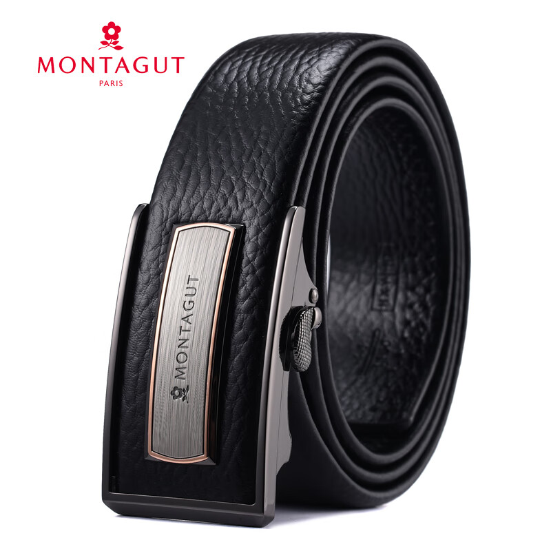 Montagut belt men's automatic buckle inner wear youth fashion versatile business men's all inclusive soft cowhide belt middle-aged trouser belt r743170031a8 black