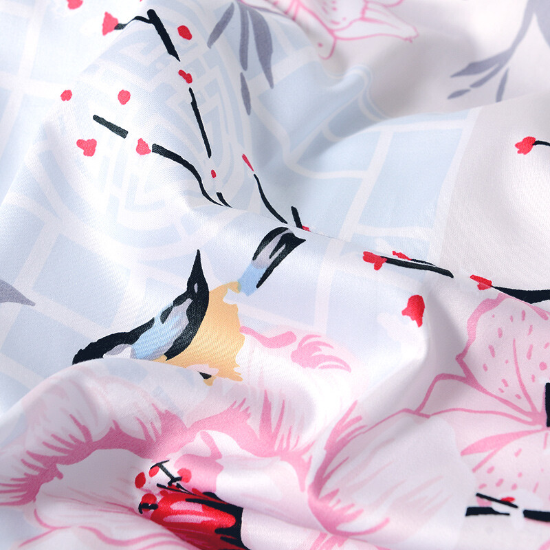 富安娜家纺三件套 60S长绒棉床上套件贡缎高档床品 南歌初妤1.2米床（152*210cm）