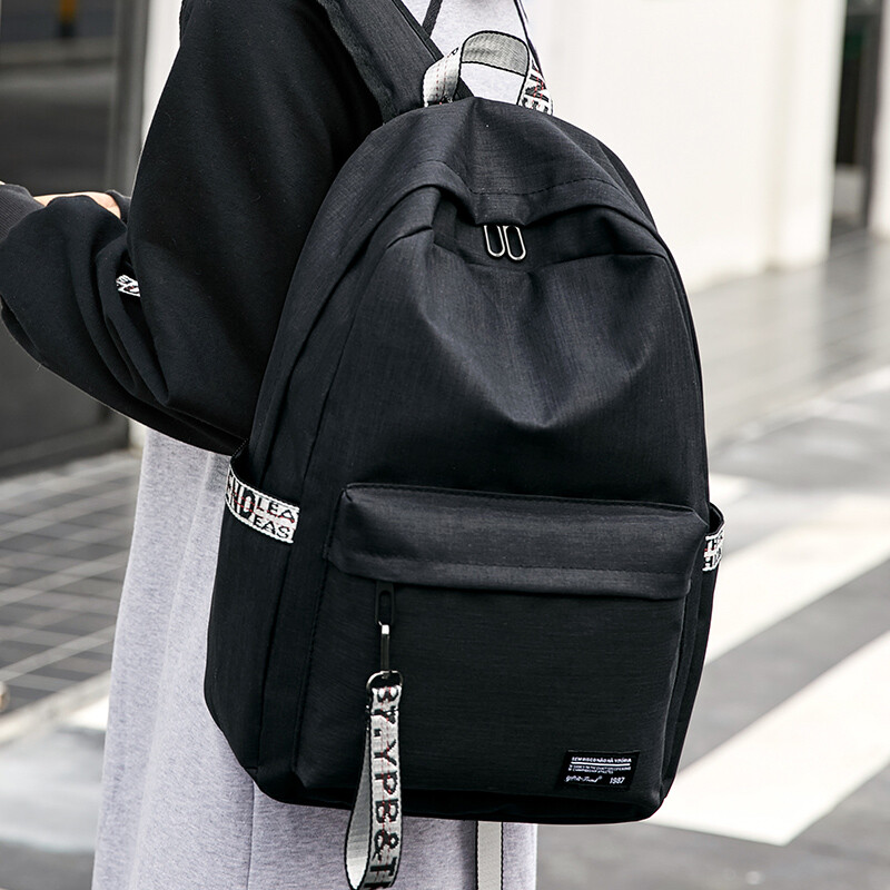 Landcase campus Korean junior high school student schoolbag women's College style large capacity backpack men's leisure travel backpack 1858 black