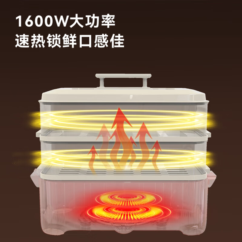 Abereve艾贝丽家用多功能电火锅双层多用途锅5L大容量电蒸鱼锅电煮锅煲汤锅蒸煮涮烤一体锅ABL-LLG913S 5L