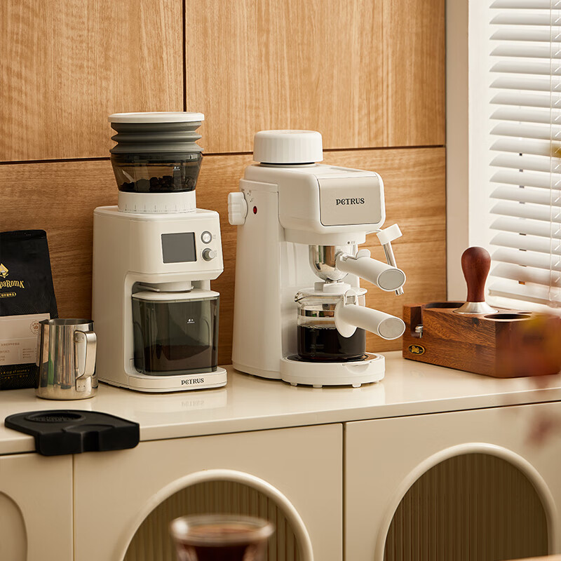 柏翠【政府补贴】意式咖啡机酱香拿铁家用小型浓缩蒸汽半自动一体打奶泡机办公室 PE2160 礼物 白色