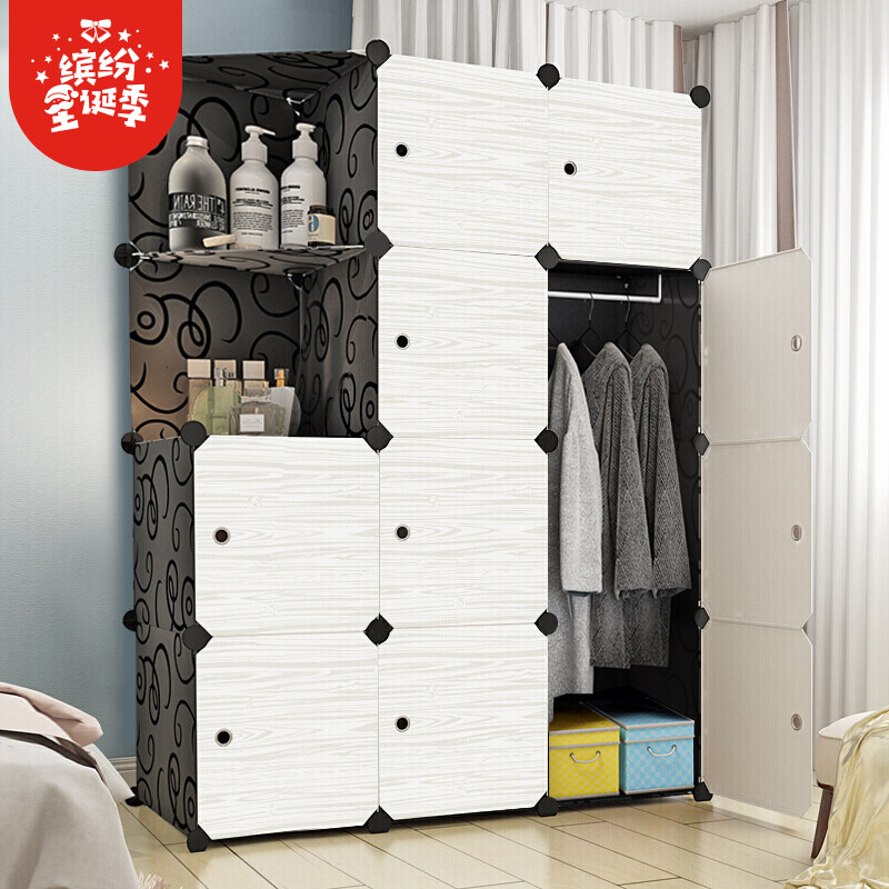 Anerya simple wardrobe adult storage cabinet non cloth steel frame plastic assembly single double storage wardrobe wardrobe