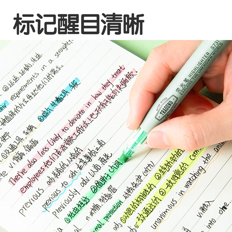 【开学礼物】得力(deli)经典6色荧光笔 考试复习划重点彩色醒目标记笔 办公记号笔手帐S624 开学文具