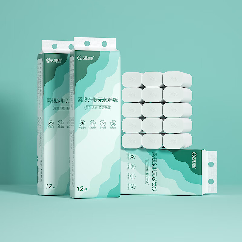 艾逸瑶选 柔韧亲肤无芯卷纸36卷2400克 AYYX800-36