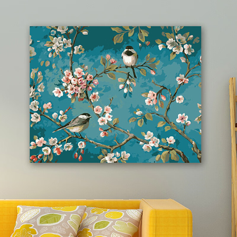 Ink bucket fish DIY digital oil painting 9622 hi branch 40 * 50cm flower filling painting manual painting oil color painting Chinese filling painting hanging painting DIY oil painting