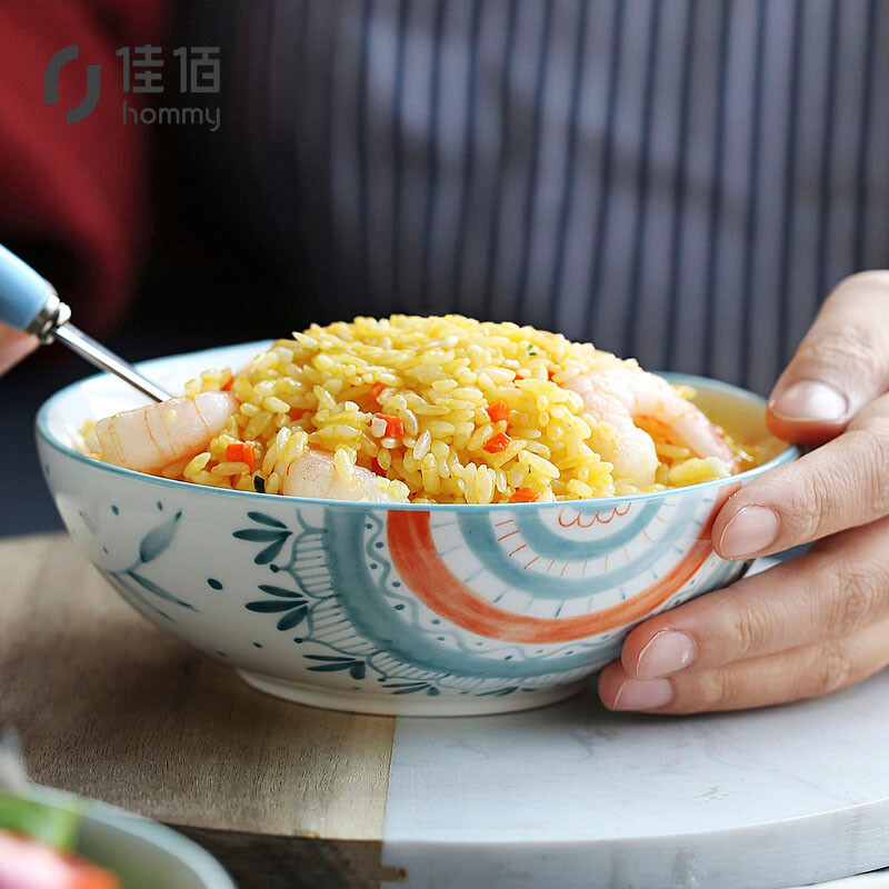 Jiabai American elegant color painting household soup bowl noodles bowl rice bowl dessert bowl 6-inch Bowl Ceramic tableware