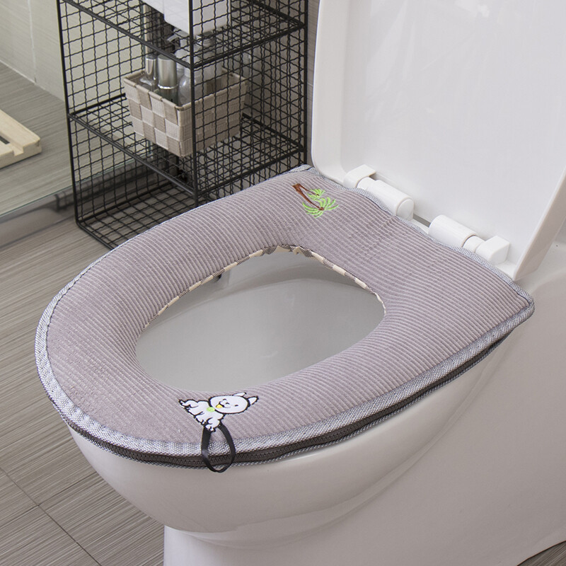 Ou runzhe toilet pad zipper type velvet belt handle cover device toilet pad cute cartoon waterproof toilet warm cushion