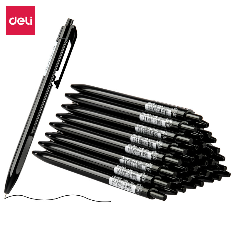 Deli (Deli) 0.7mm English special medium oil pen ball point pen mini head side 36 pieces / box dl-s304 black