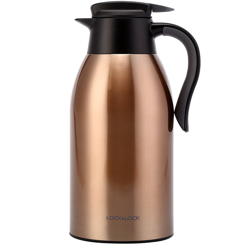 Lock & Lock funny coffee pot Thermos Vacuum Thermos Stainless steel thermos cup domestic hot water bottle 2.2L gold lhc1464god