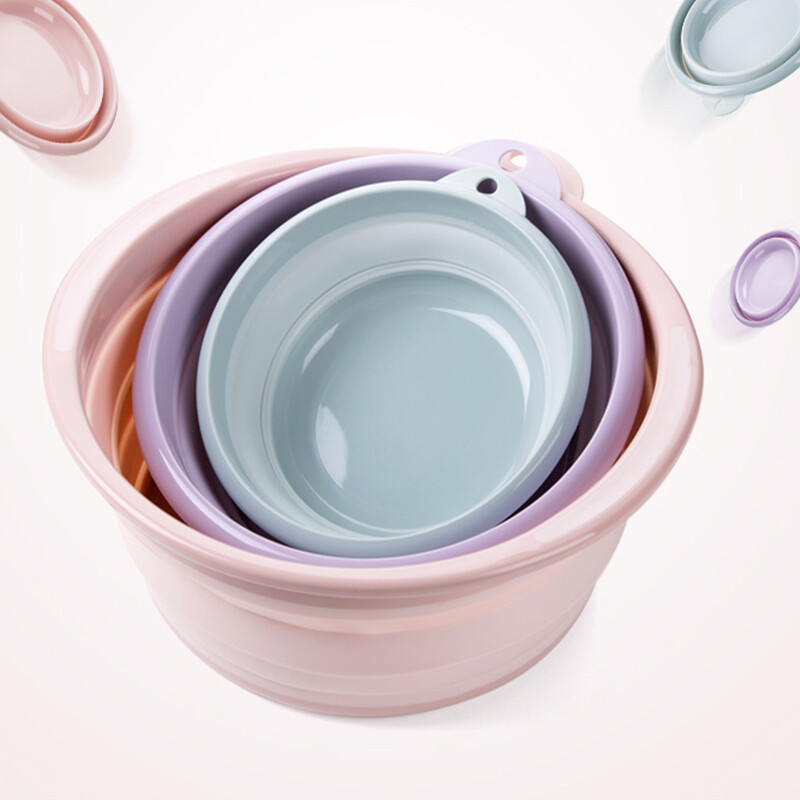 Houya haoya 2 only foldable washbasin children's outdoor travel washbasin portable travel compressed water basin thickened washing basin medium color random