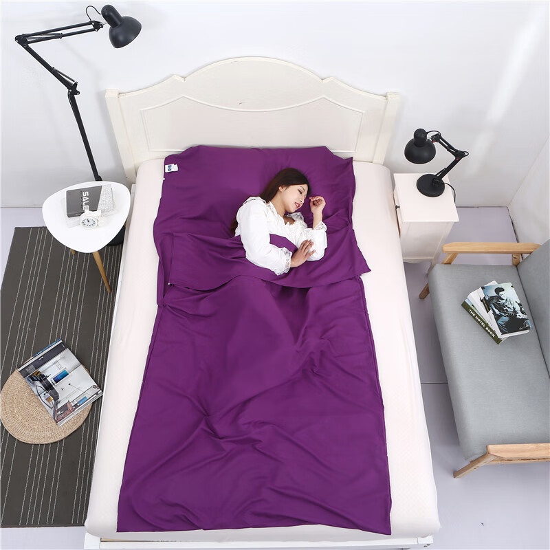 Xinqin Travel Hotel dirty sleeping bag adult indoor business trip single and double portable thin travel anti dirty bed sheet purple 1.2 * 2.1m