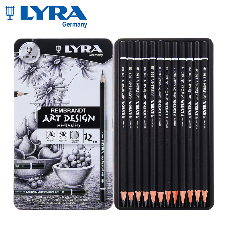 Lyra Germany Yiya Rembrandt professional sketch pencil artist level 4h-6b iron box sketch pencil l1111120