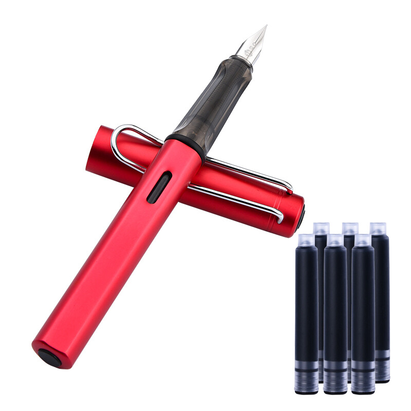 Yongsheng 859 iridium pen / student calligraphy pen / business office pen / ink EF tip (with 6 ink bags) red