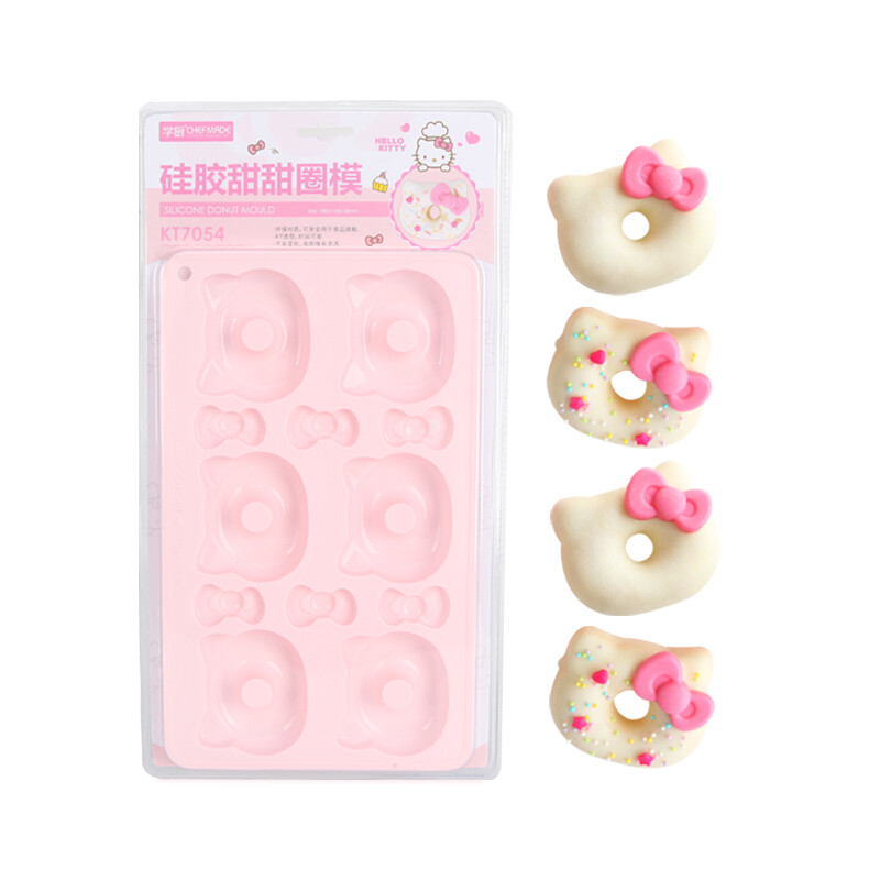 Xuechu Hello Kitty (Kitty) genuine authorized 6-link non stick cartoon doughnut cake silicone mold kt7054