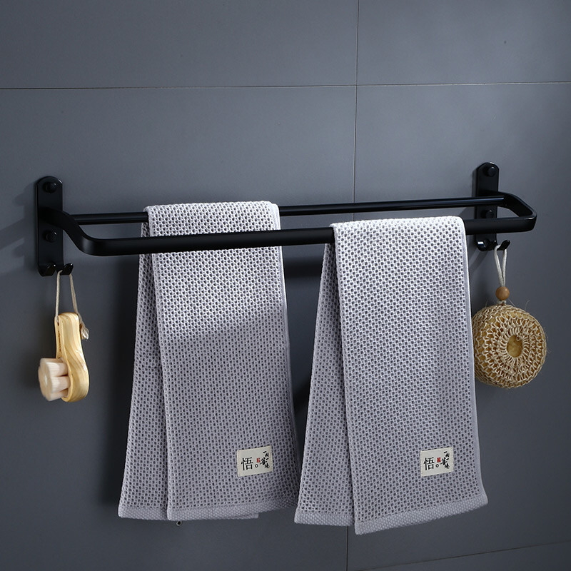 Hu xiansen non perforated towel rack European space aluminum toilet rack black bathroom hardware bathroom pendant double pole rack