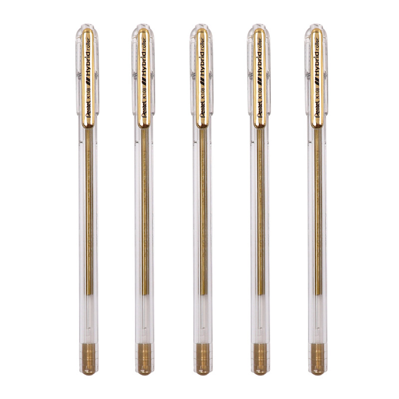 Japan Pentel water pen signature pen high gloss pen hand drawing pen bead pen warp copying pen k108 gold 0.8mm 5 pieces imported with original packaging