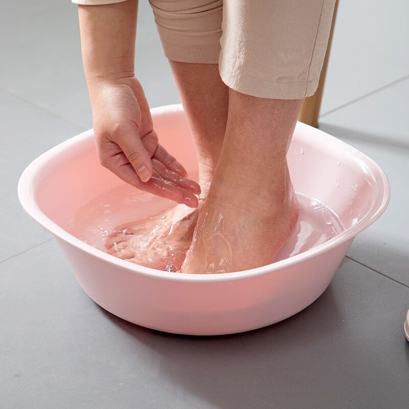 茶花家用加厚塑料脸盆宝宝婴儿可爱马卡龙洗脸盆抑菌大号圆盆方盆 【直径*高：34*10.4cm】红色圆盆