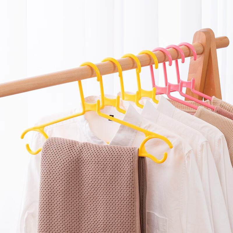 茶花（CHAHUA） 茶花塑料衣架家用成人衣撑凉衣架挂钩无痕衣柜晾衣服架子 【10只】颜色随机