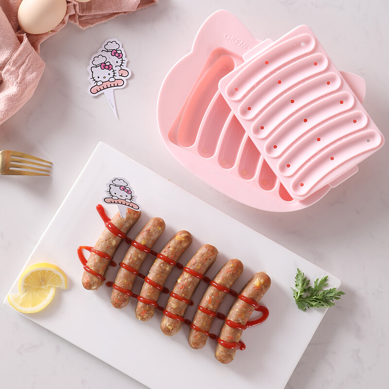 Hello Kitty (Kitty) genuine authorized silicone sausage mold baby auxiliary food ham sausage gift Kitty card kt7073