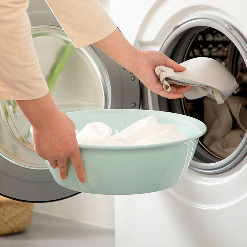 茶花家用加厚塑料脸盆宝宝婴儿可爱马卡龙洗脸盆抑菌大号圆盆方盆 【直径*高：34*10.4cm】红色圆盆