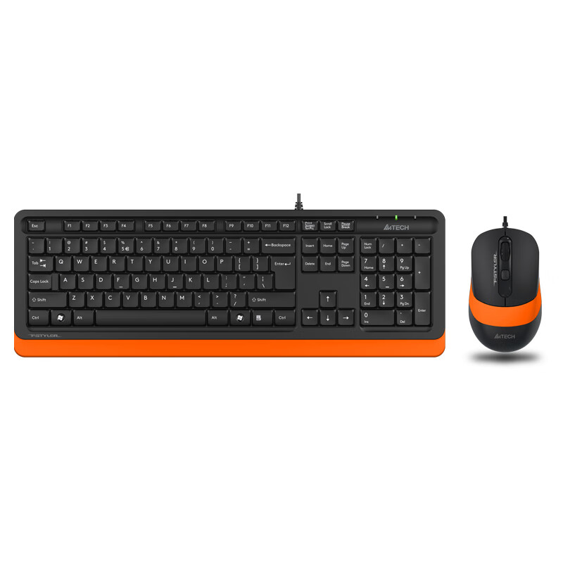 Shuangfeiyan (A4Tech) f1010 ultra thin fashion keyboard and mouse wired set office and home laptop keyboard and mouse set vitality orange