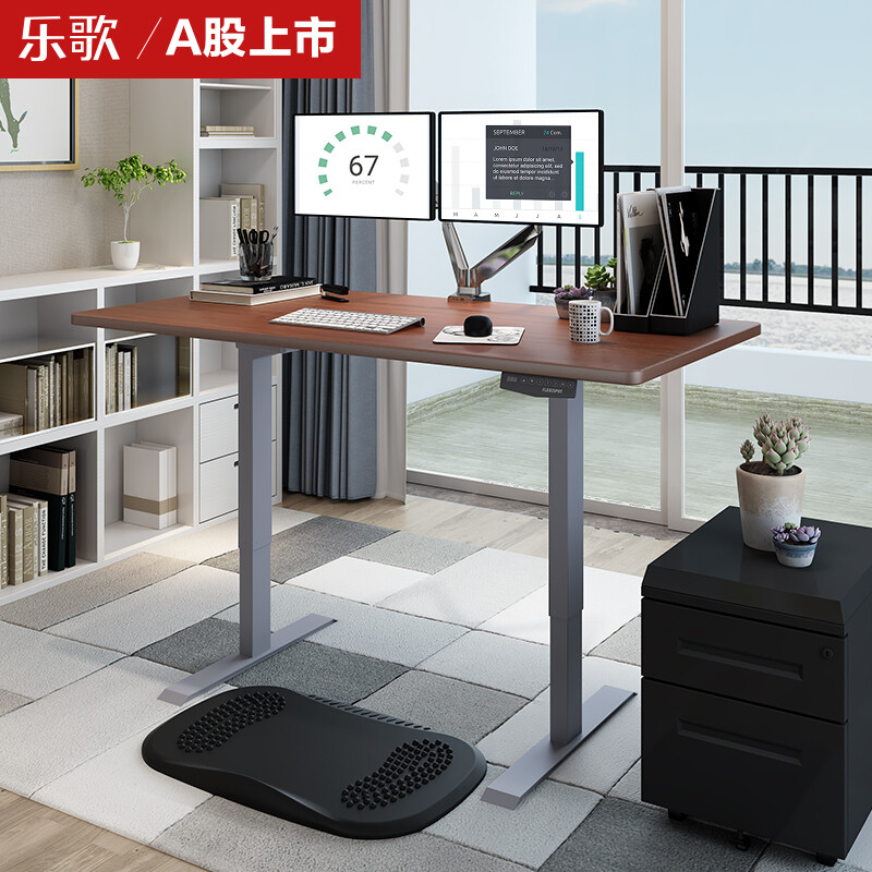 Music standing office intelligent electric lifting computer desk learning desk modern simple household writing desk office desk notebook display workbench E2 widened / silver gray