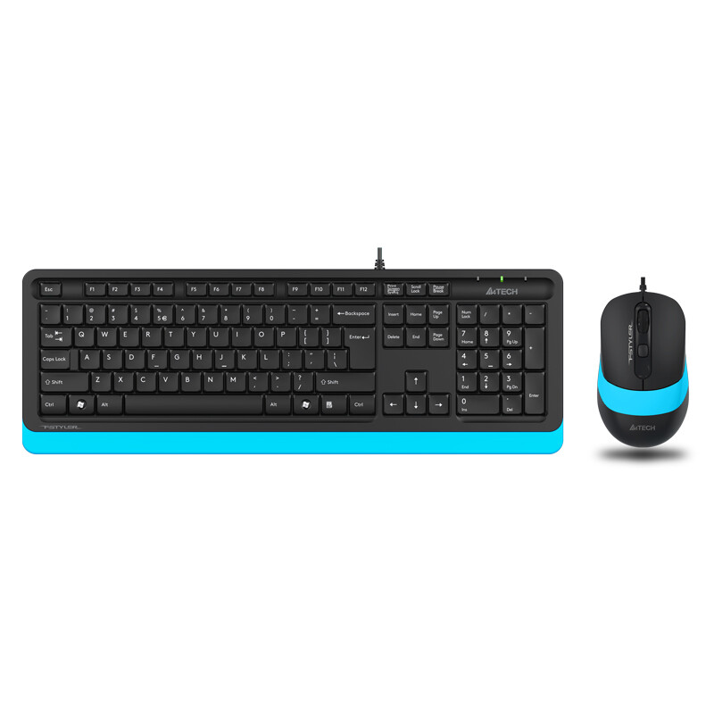 Shuangfeiyan (A4Tech) f1010 ultra thin fashion keyboard and mouse wired set office and home laptop keyboard and mouse set magic light blue