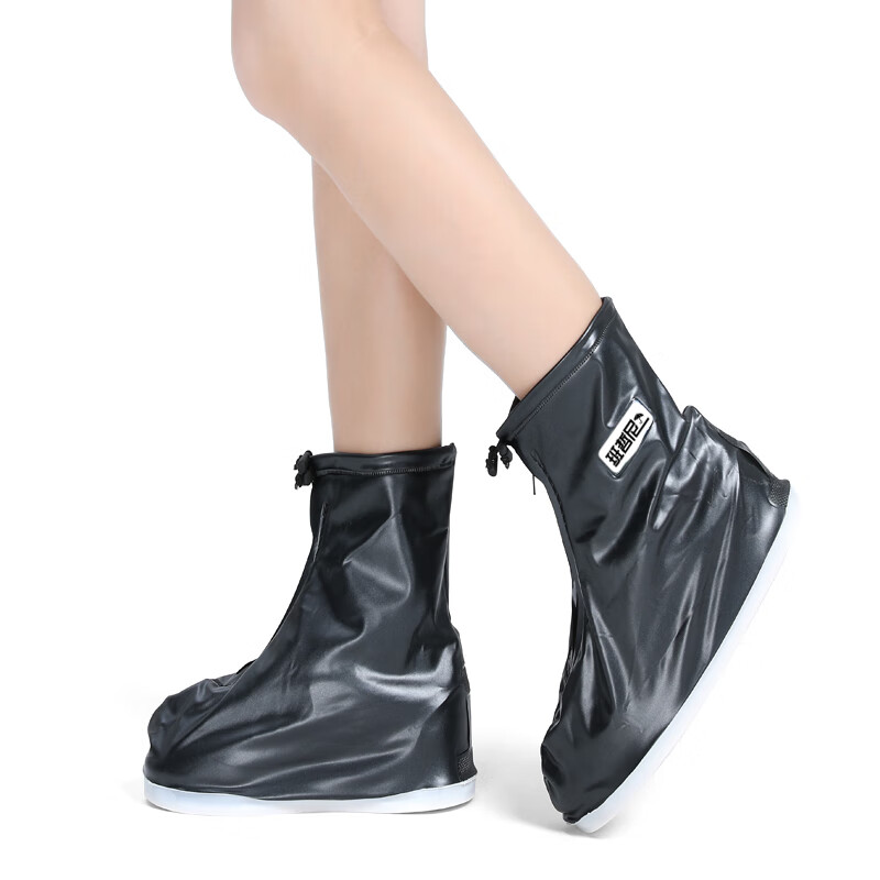 Bangeni non disposable rainwear rainwear rainshoe cover rainboot cover outdoor desert sand proof travel rainy day waterproof shoe cover foot cover male and female children's rainproof shoe cover Black XL