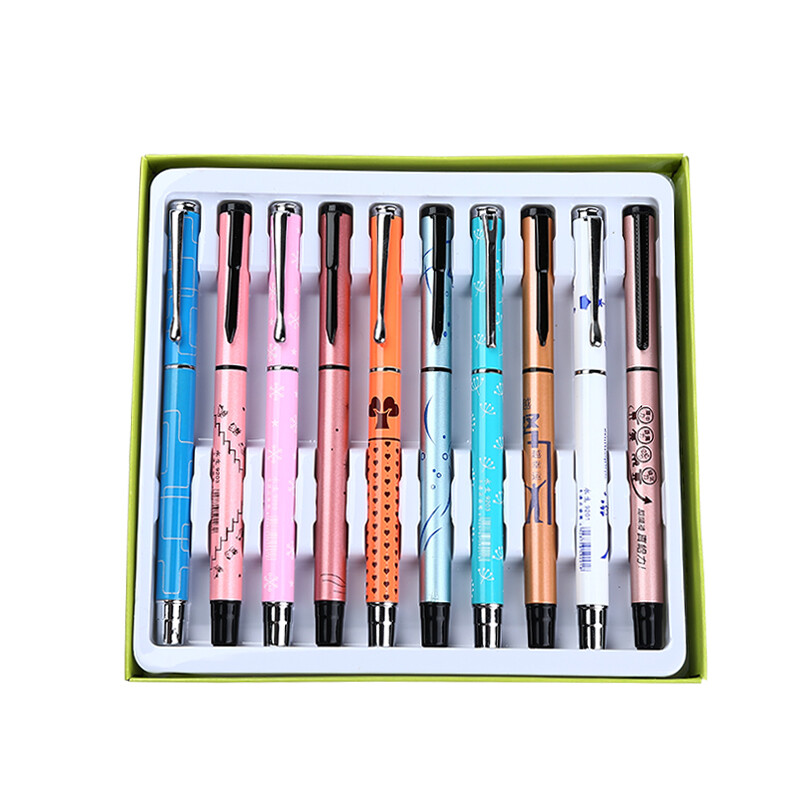 Yongsheng metal cartoon pen 10 primary school students' pens / ink pens mixed and matched (increased NIB + ink bag + ink absorber + correction sticker)