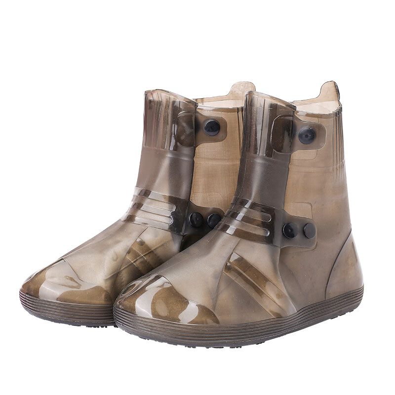Companion rain shoe cover waterproof rain day anti slip thickened wear-resistant sole adult rain shoe cover men's and women's rain proof silicone glue shoe cover bl9158 light coffee XL