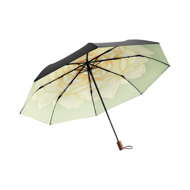 Banana sun umbrella women's anti ultraviolet umbrella double folding sunshade sunscreen black glue Jiaoxia small black umbrella series Jasmine White