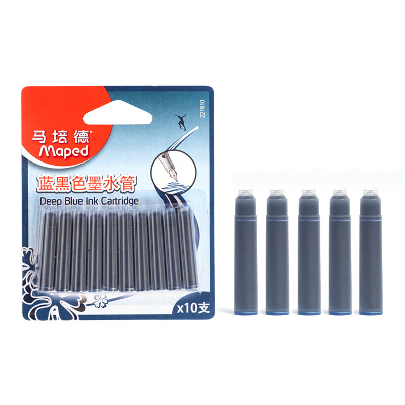 Maped ink tube ink bag replaceable pen ink bag ink bladder alternative core pen ink blue black 1 card (10 pieces) 221610ch
