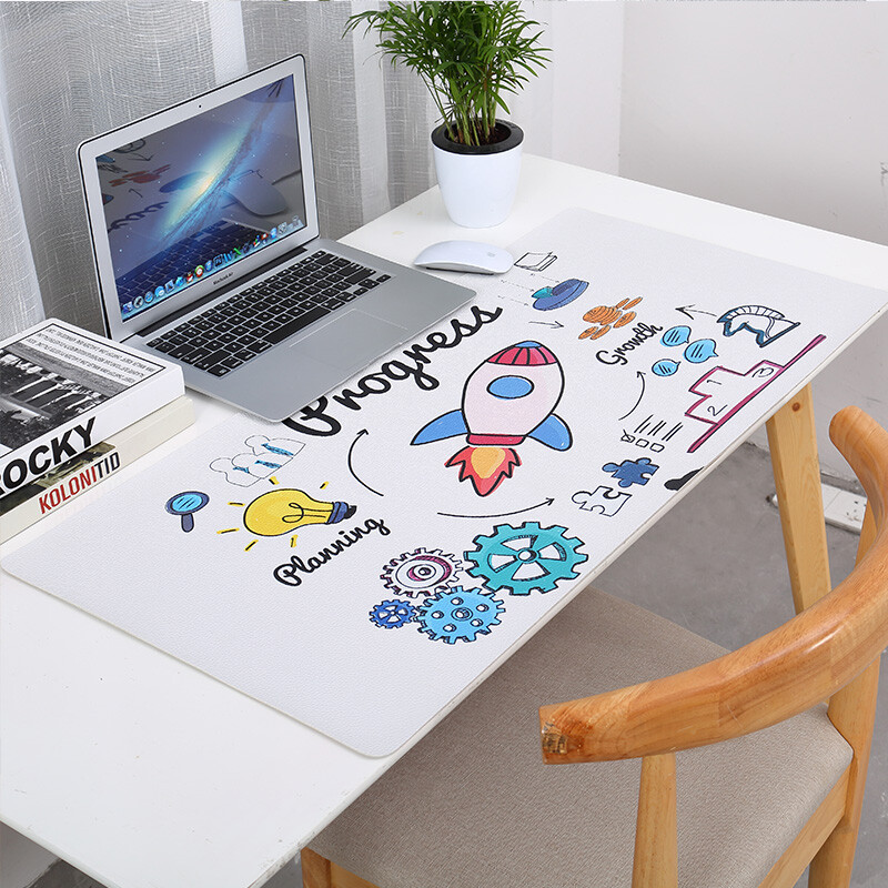 Lingmei small fresh mouse pad super large leather mouse pad anti slip waterproof e-sports game office computer desk pad cartoon lovely writing desk pad 90 * 42cm Aerospace team