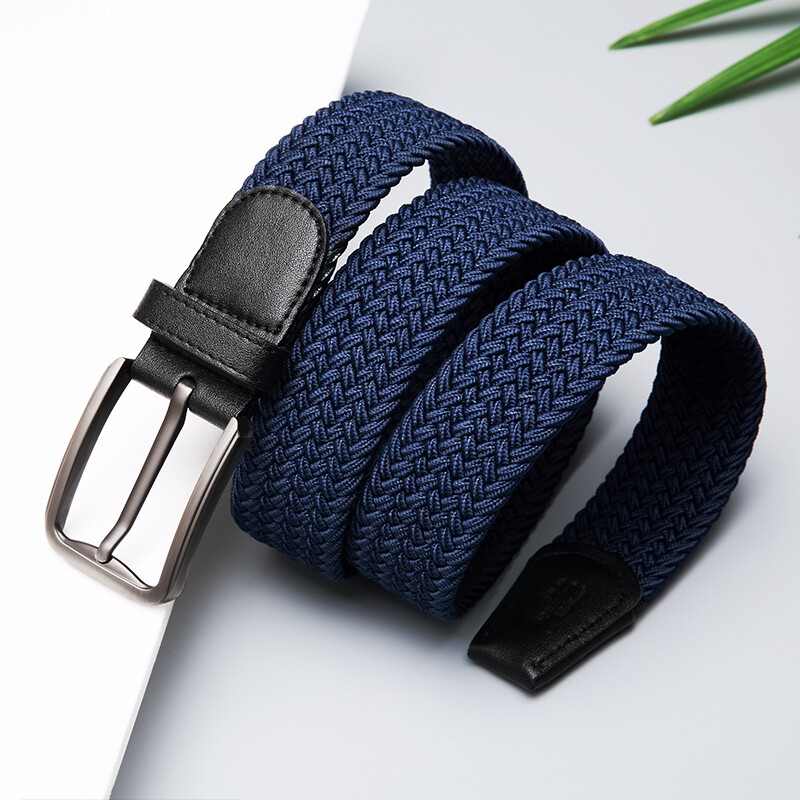 Golf golf men's canvas belt versatile youth elastic woven needle buckle elastic pants belt jeans belt gift box p9bv15937j blue