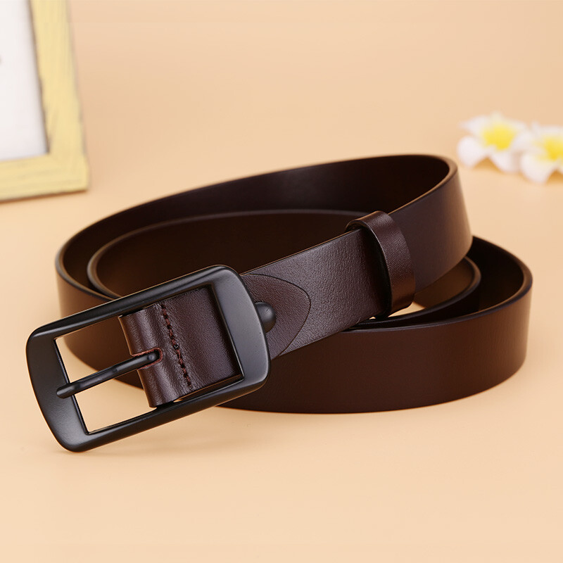 Cow belt female cowhide belt female simple and versatile Korean jeans trouser belt fashion 5293 dark coffee