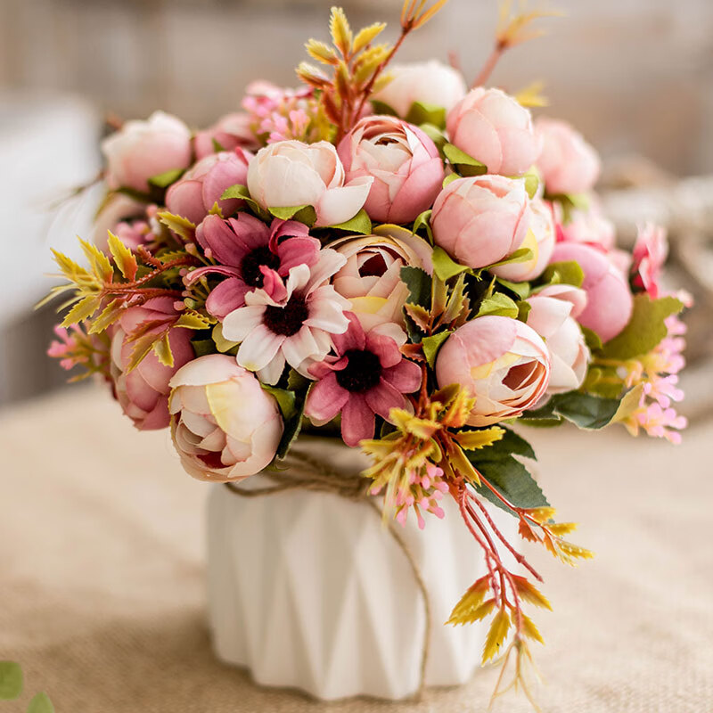 Love has loaded sugar fake flowers, imitation flowers, dry flowers, bouquets, silk flowers, plastic decorative flowers, ceramic vases, floral decorations, porch TV cabinet, living room, dining table, flower decorations