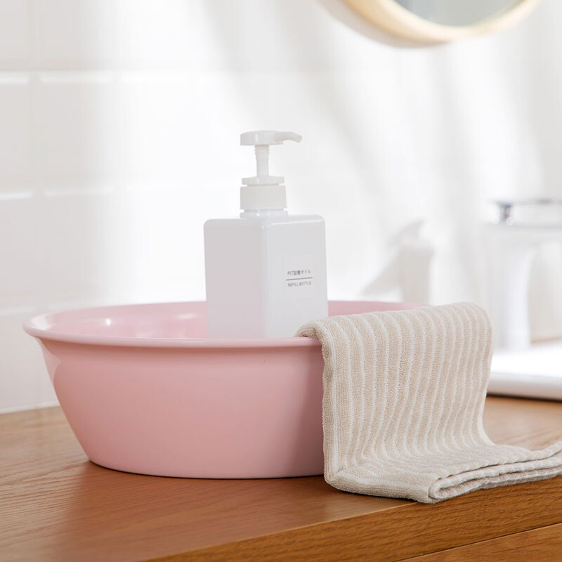 茶花家用加厚塑料脸盆宝宝婴儿可爱马卡龙洗脸盆抑菌大号圆盆方盆 【直径*高：34*10.4cm】红色圆盆