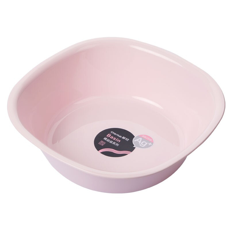 茶花家用加厚塑料脸盆宝宝婴儿可爱马卡龙洗脸盆抑菌大号圆盆方盆 【直径*高：34*10.4cm】红色圆盆