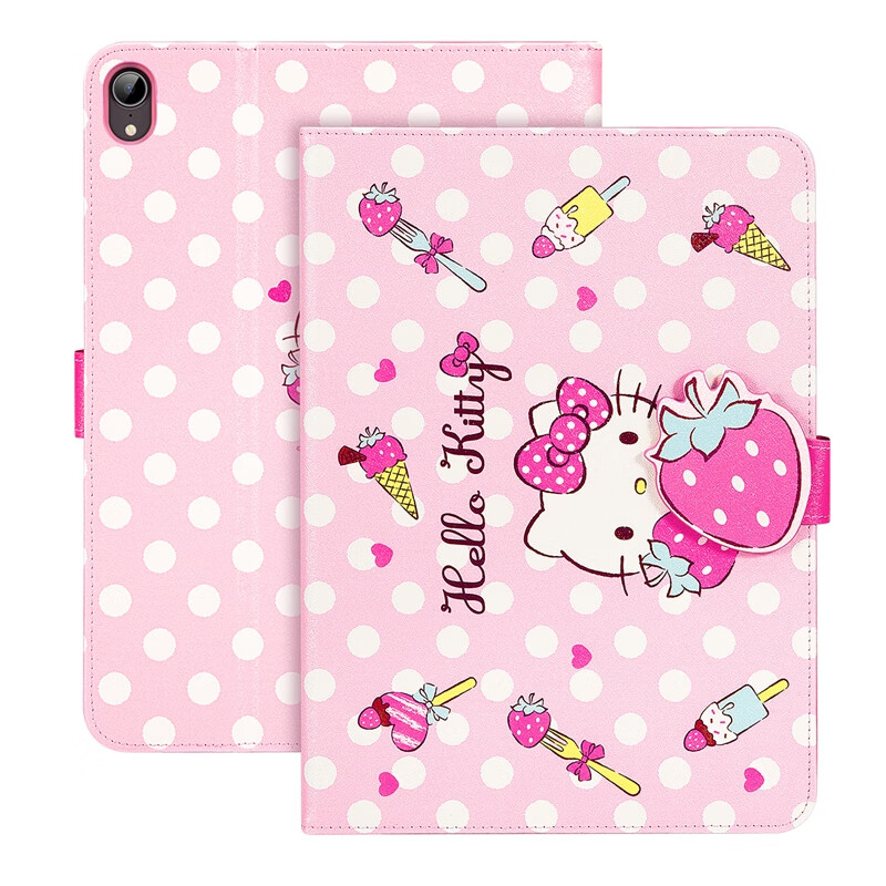 Hello Kitty iPad air 2019 new case iPad PRO10 5-inch flat protective shell cartoon buckle anti falling shell full package dormant leather cover strawberry Kitty Cat