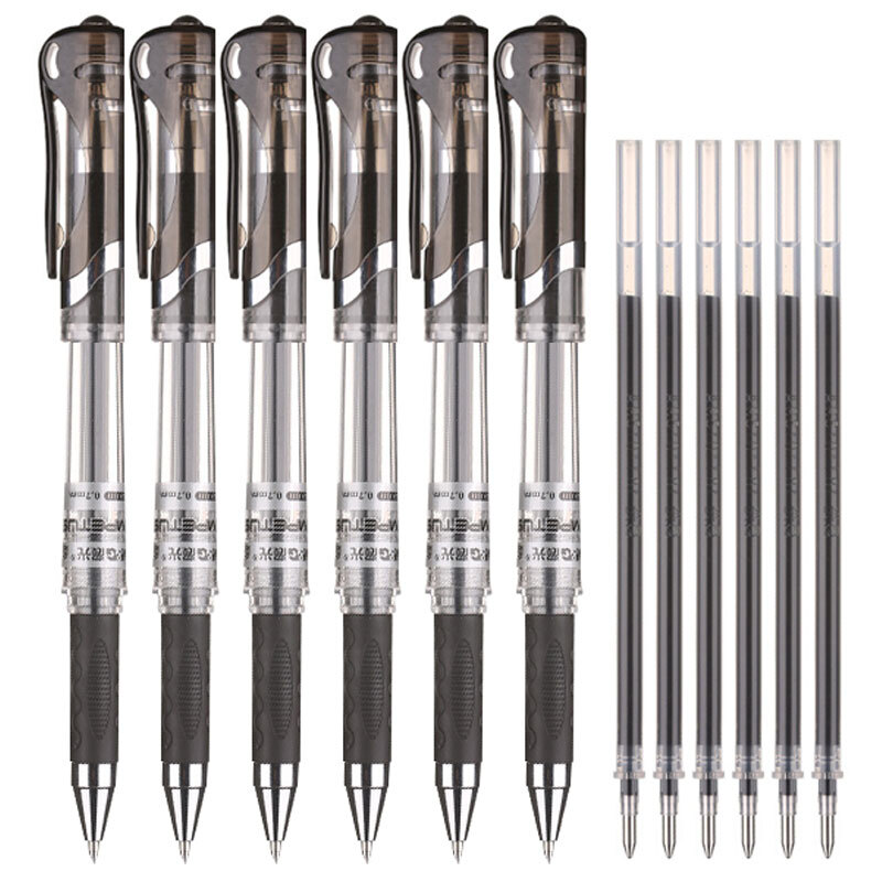 Chenguang (M & G) 0.7mm black gp1111 bullet head neutral pen signature pen water pen core replacement set (6 pens + 6 cores) hagp1034