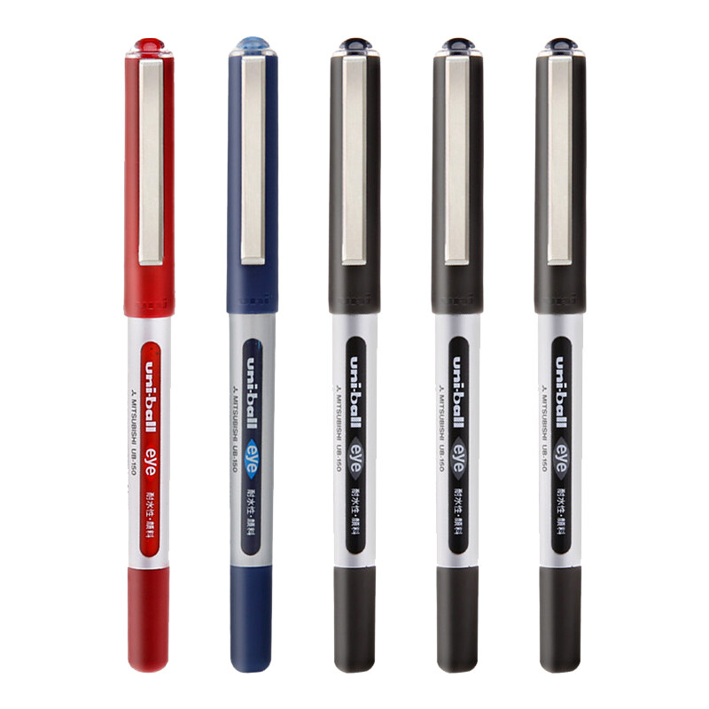 Japan Mitsubishi (UNI) ub-150 neutral straight liquid ball pen signature pen 0.5mm water-resistant test financial pen mixed color (3 black, 1 blue and 1 red) 5 pieces / bag