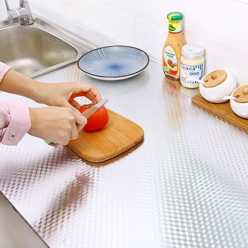 Sunny painting oil proof sticker kitchen sticker thickened high temperature resistant ceramic tile film self-adhesive wall sticker waterproof oil proof moisture-proof aluminum foil tin paper stove cabinet drawer pad paper range hood wallpaper 5m
